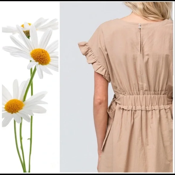 Cecilia Safari Taupe Gathered Waist Dress - Picture 5 of 6